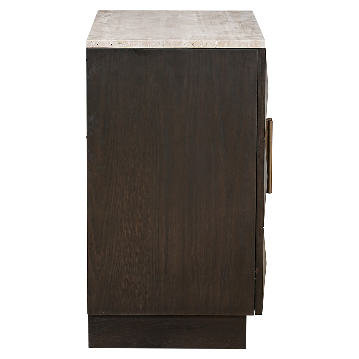 Dressoir Claremont bruin eikenhout 85 cm, zijaanzicht op witte achtergrond