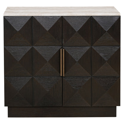 Dressoir Claremont bruin eikenhout 85 cm, vooraanzicht op witte achtergrond