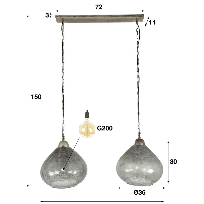 Hanglamp Bell Clearstone | Zilver Glas