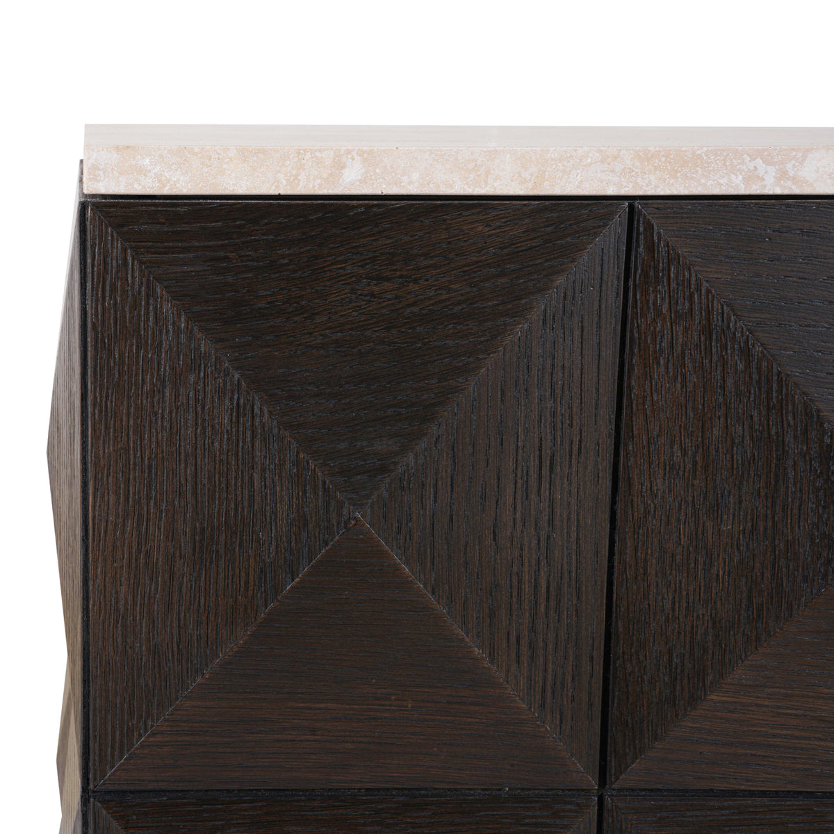 Woonaccessoire Claremont bruin eikenhout, detail van het materiaal