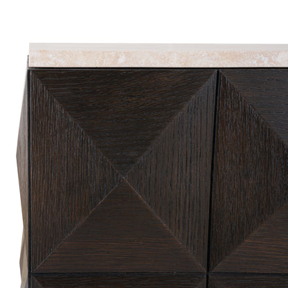 Woonaccessoire Claremont bruin eikenhout, detail van het materiaal