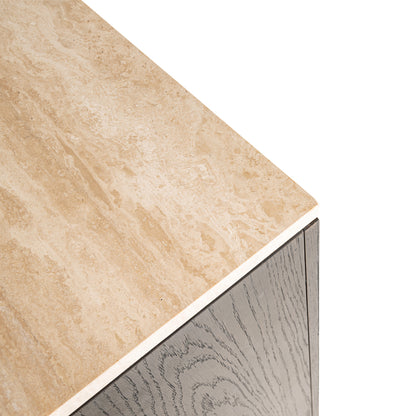 Dressoir Claremont bruin travertin 225 cm, detail van het materiaal