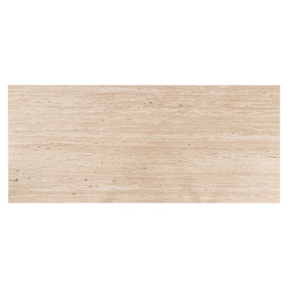 Eettafel Claremont bruin travertin, detail van het materiaal