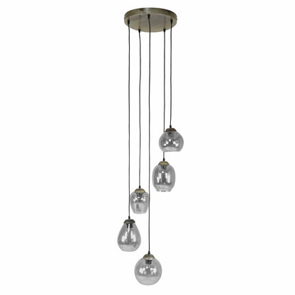 Hanglamp 5L getrapt mix | Chromed glas