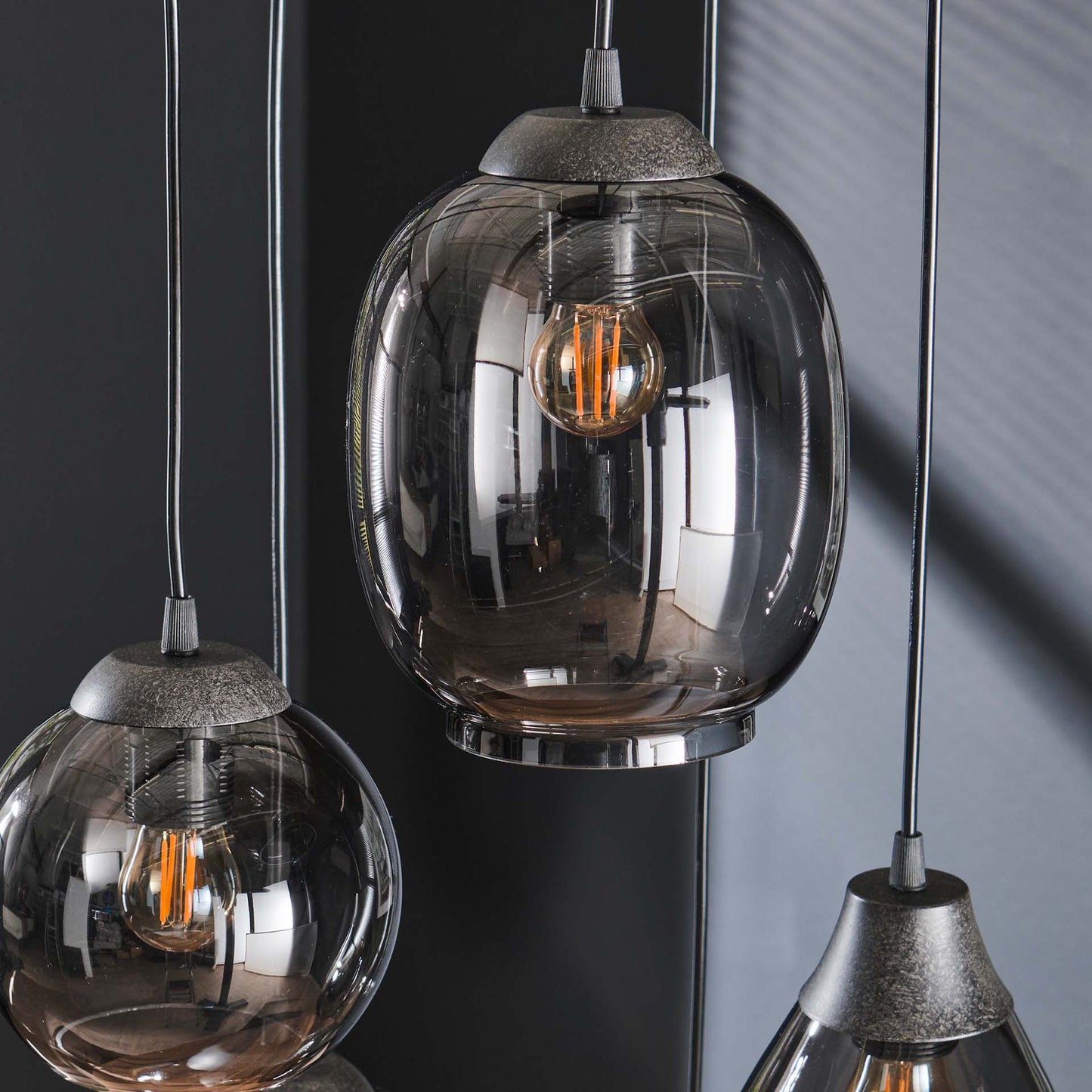 Hanglamp 5L getrapt mix | Chromed glas