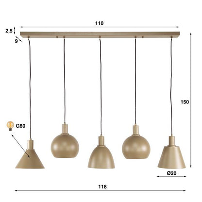 Hanglamp Elrox | Metaal Beige