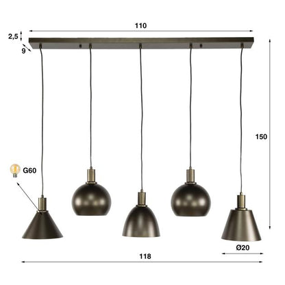Hanglamp Elrox | Metaal bruin