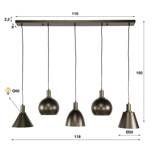 Hanglamp Elrox | Metaal