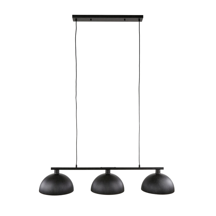 Hanglamp 3L Ribbel | Zwart Metaal