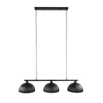 Hanglamp 3L Ribbel zwart metaal, vooraanzicht op witte achtergrond