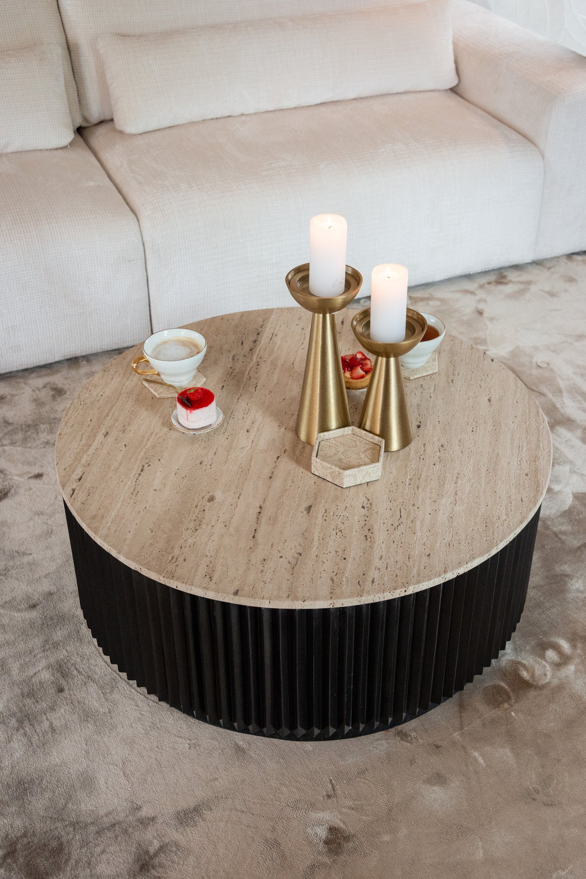 Salontafel Hampton 90ø travertin