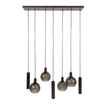 Hanglamp Sfera Tricolore 7 lichts sienna bruin frosted, vooraanzicht op witte achtergrond