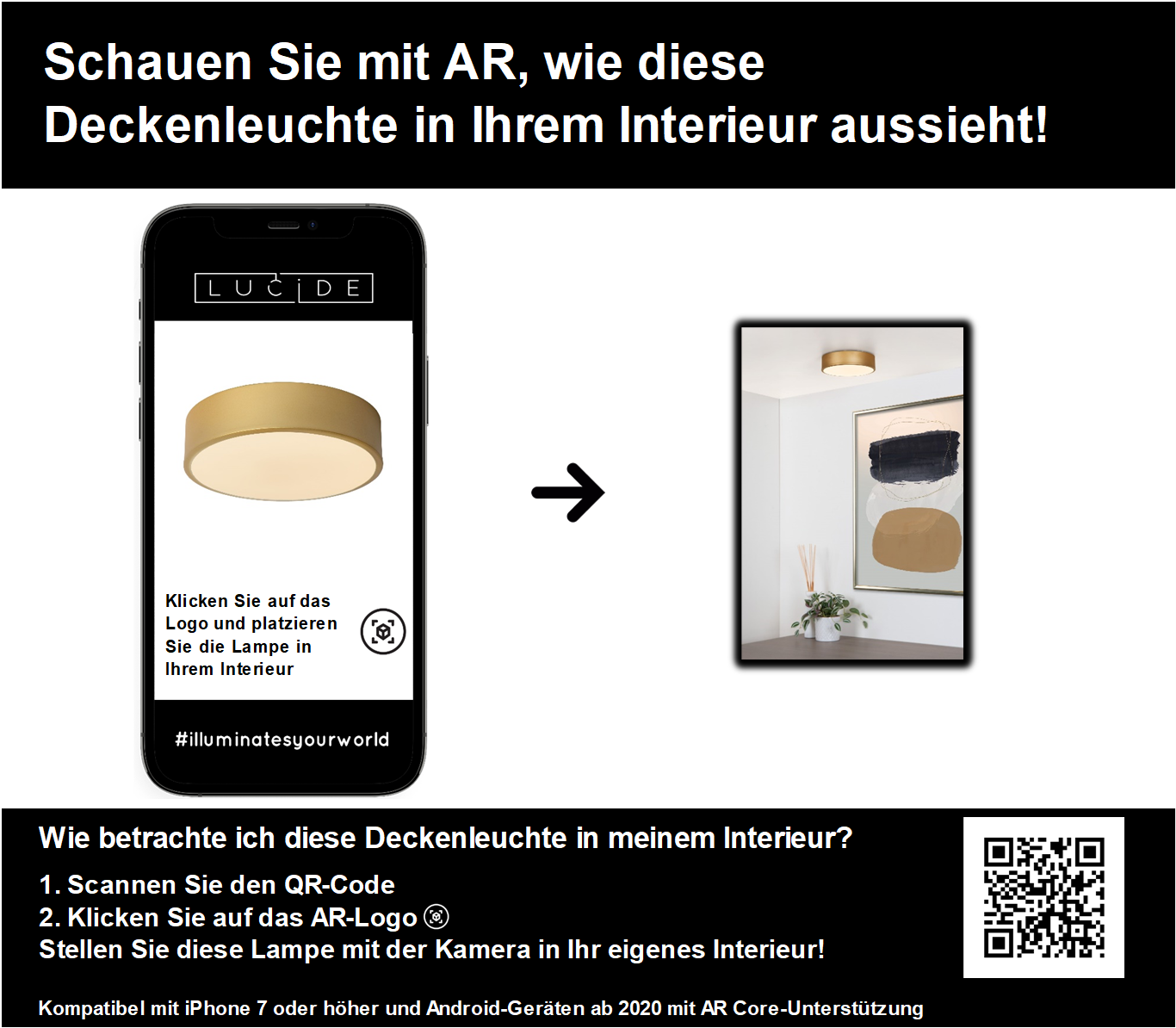 Plafonnière Unar | Ø 20 cm | 12W | Mat Goud