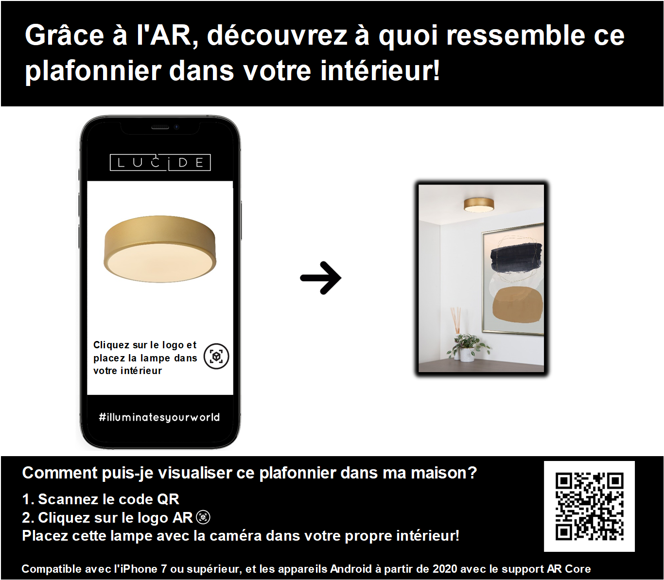 Plafonnière Unar | Ø 20 cm | 12W | Mat Goud