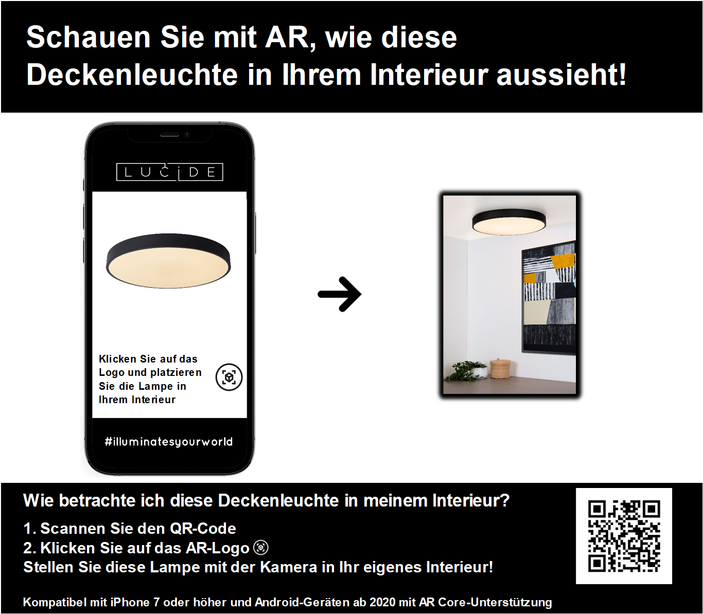 Plafonnière Unar | Ø 49,5 cm | 36W | Zwart