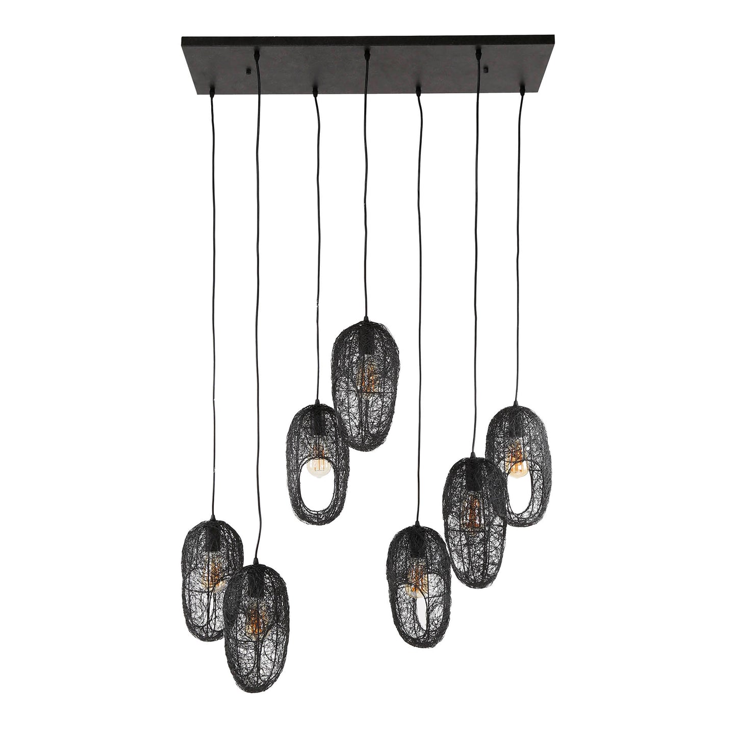 Hanglamp 7L Open Oog | Zwart Metaal