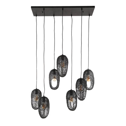 Hanglamp 7L Open Oog | Zwart Metaal