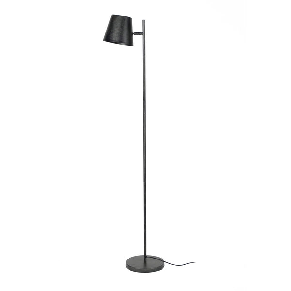 Vloerlamp Metalen Kap charcoal, vooraanzicht op witte achtergrond