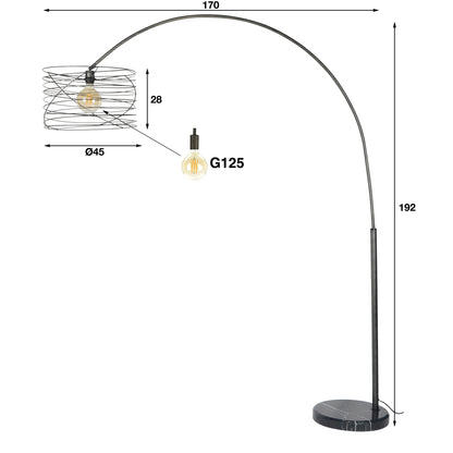 Booglamp Spiral | Zwart Metaal