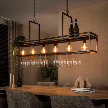Hanglamp Decorate | Geïntegreerd rek voor Wijnglazen | Bruin