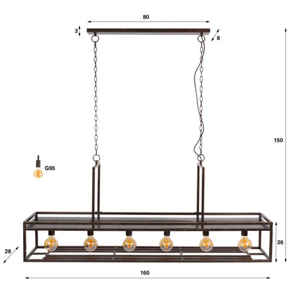 Hanglamp Decorate | Geïntegreerd rek voor Wijnglazen | Bruin