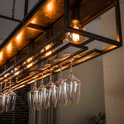 Hanglamp Decorate | Geïntegreerd rek voor Wijnglazen | Bruin