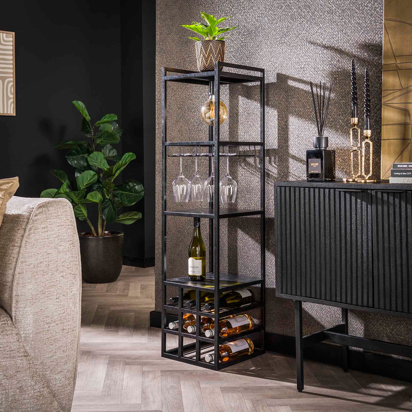 Wijnreklamp Decorate | Zwart Metaal