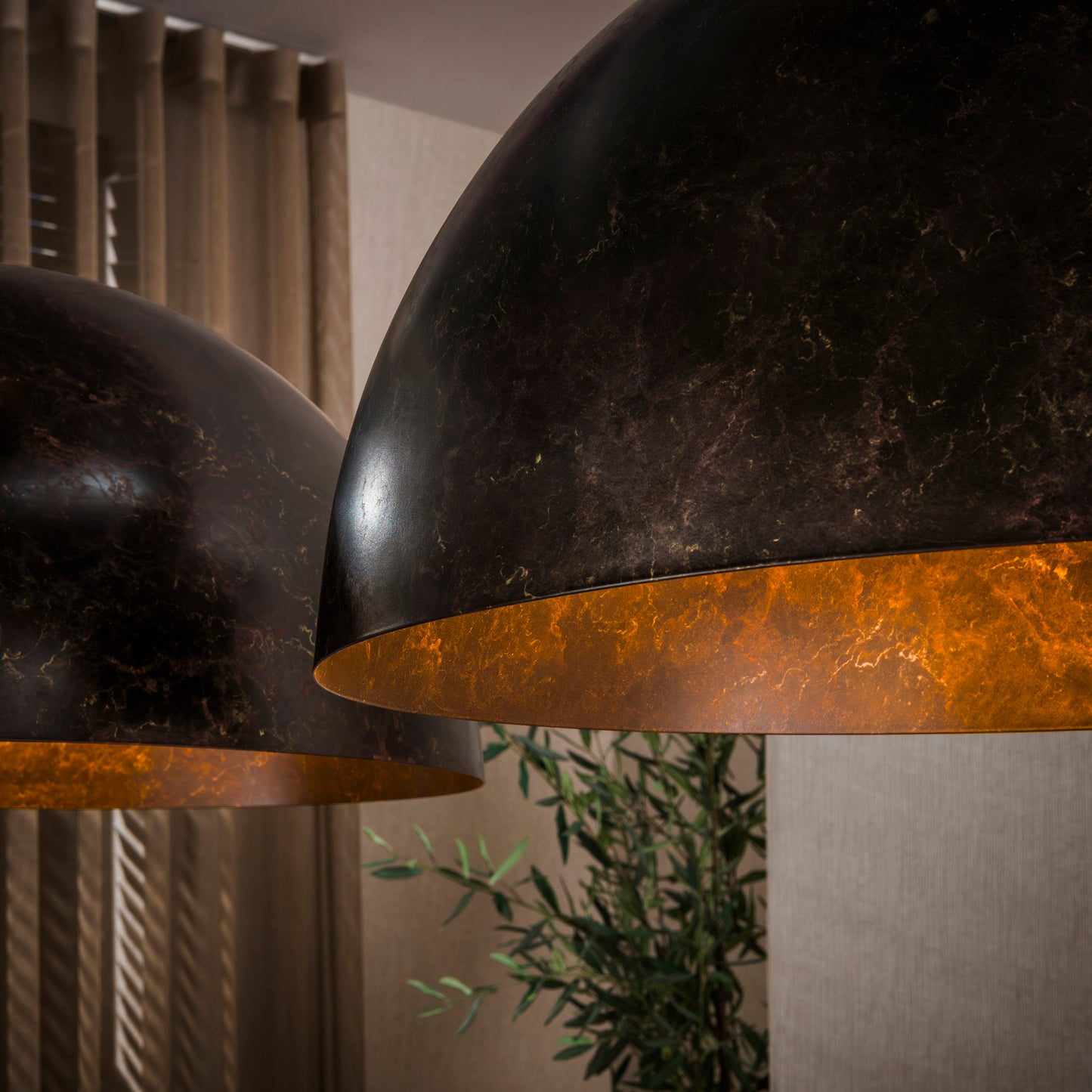 Hanglamp Dome | 2 lichts | Ø60cm | Urban bruin