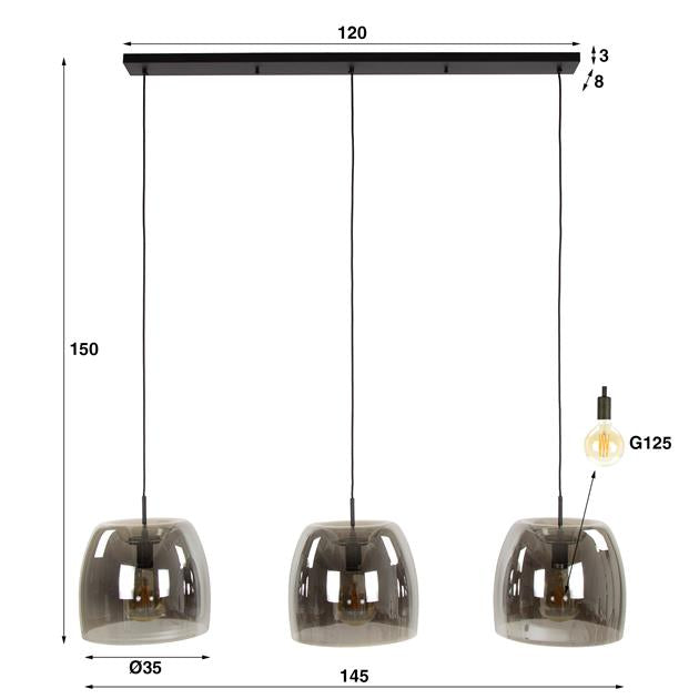 Hanglamp Cleveland | Glas Grijs