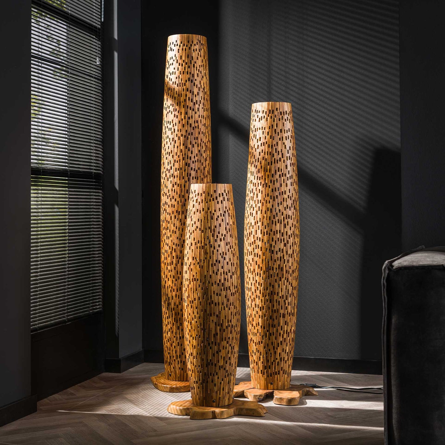 Vloerlamp Bars | S | Naturel Teakhout