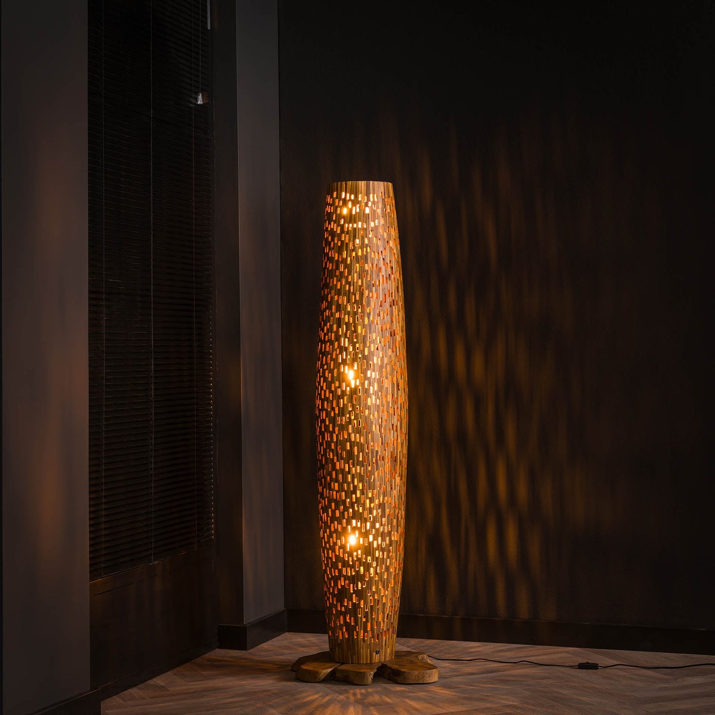 Vloerlamp Bars | Naturel Teakhout