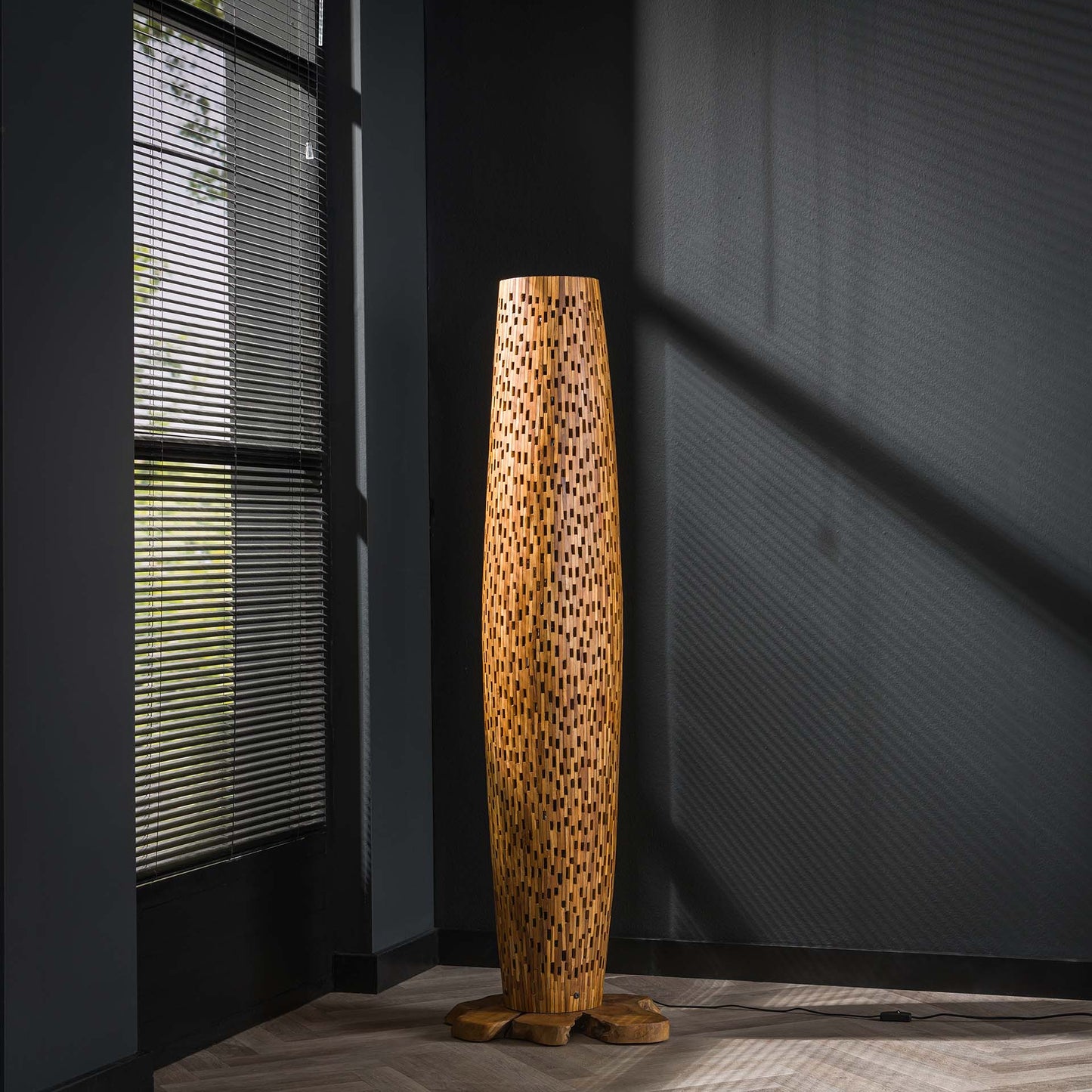 Vloerlamp Bars | Naturel Teakhout