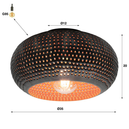 Plafondlamp Disk Punch | Zwart bruin | Ø35