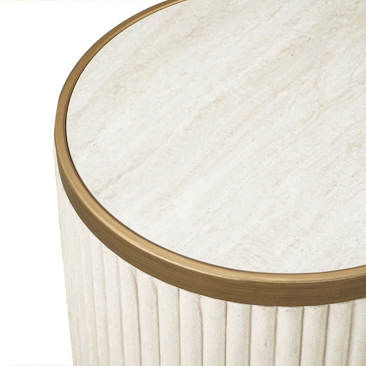 Bijzettafel Tivoli wit metaal, detail van het materiaal