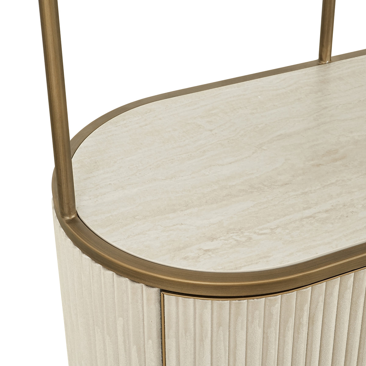 Vitrinekast Tivoli wit ijzer, detail van het materiaal
