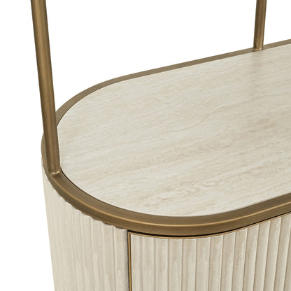 Vitrinekast Tivoli wit ijzer, detail van het materiaal