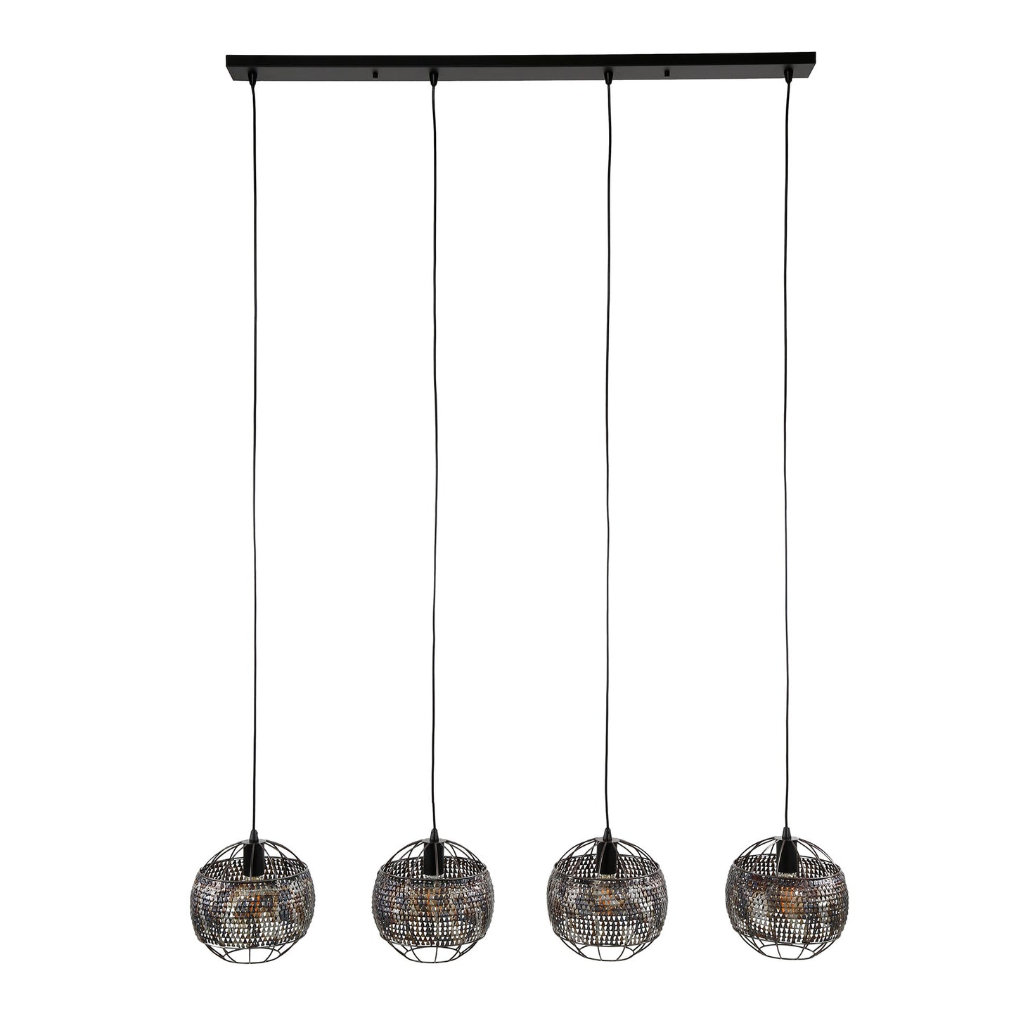 Hanglamp 4L Armor Open | Zwart Metaal