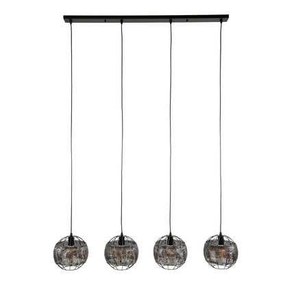 Hanglamp 4L Armor Open | Zwart Metaal