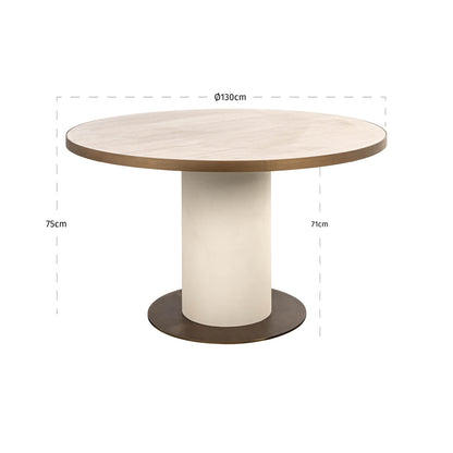 Eettafel Tivoli wit keramiek, maatvoering met afmetingen