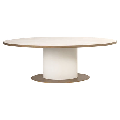 Eettafel Tivoli wit keramiek, vooraanzicht op witte achtergrond