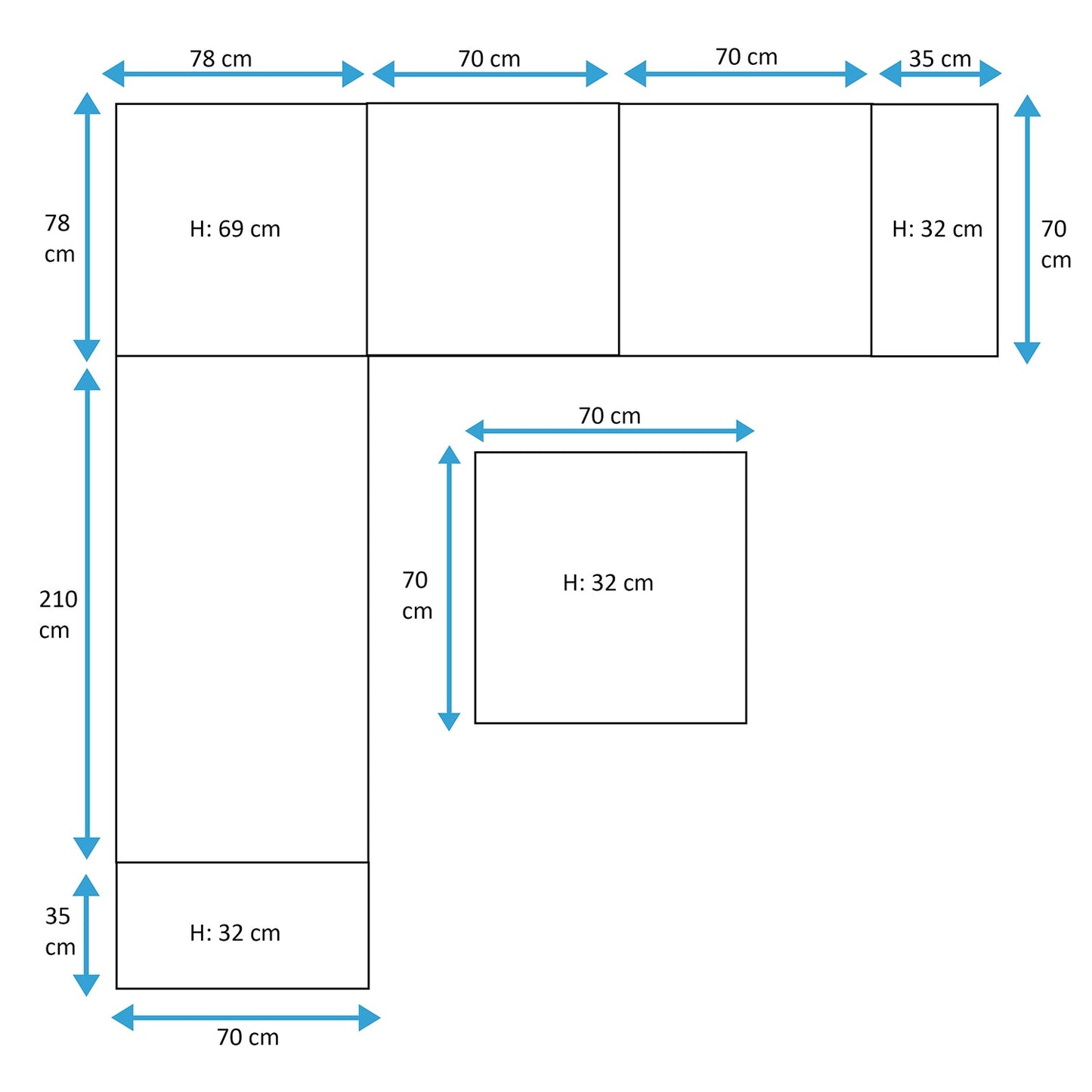 Loungeset Diego | Zwart