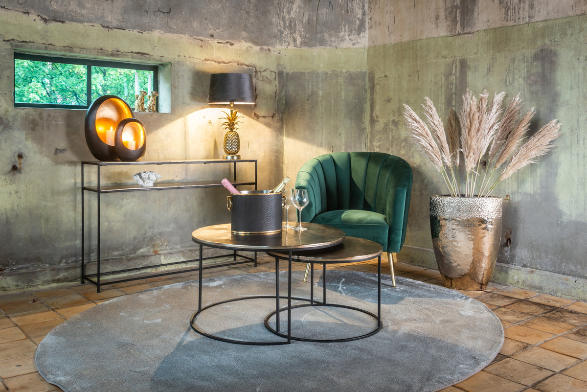Salontafel Asher Set champagne goud aluminium in een interieur