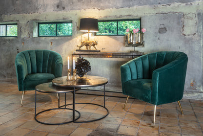 Salontafel Asher Set champagne goud aluminium in een interieur