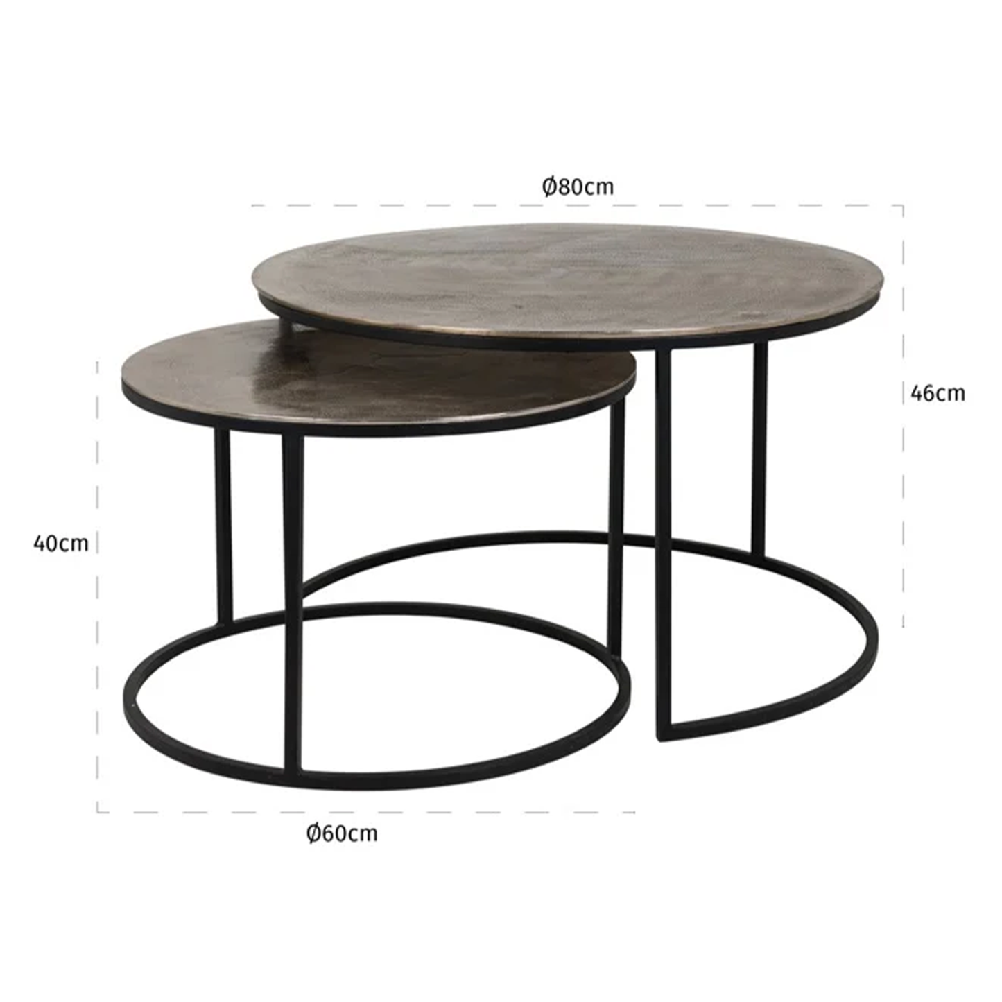 Salontafel Asher Set | Champagne Goud Aluminium