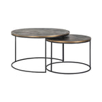 Salontafel Tulum Set bruin aluminium, vooraanzicht op witte achtergrond