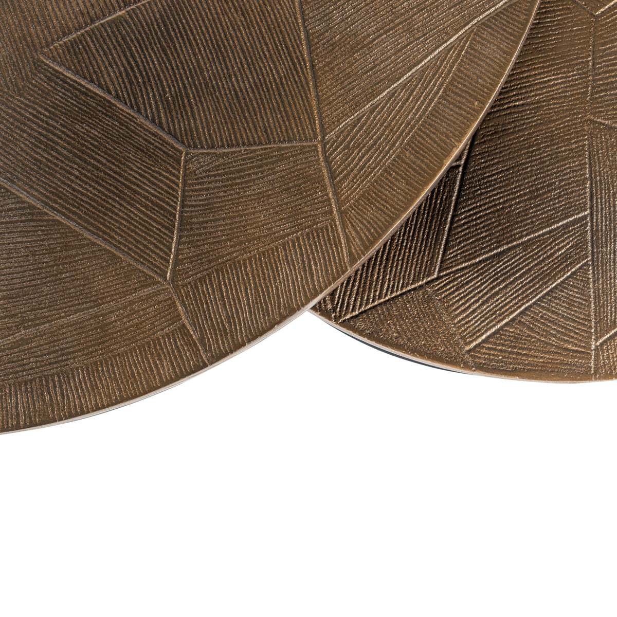 Salontafel Tulum Set bruin aluminium, detail van het materiaal
