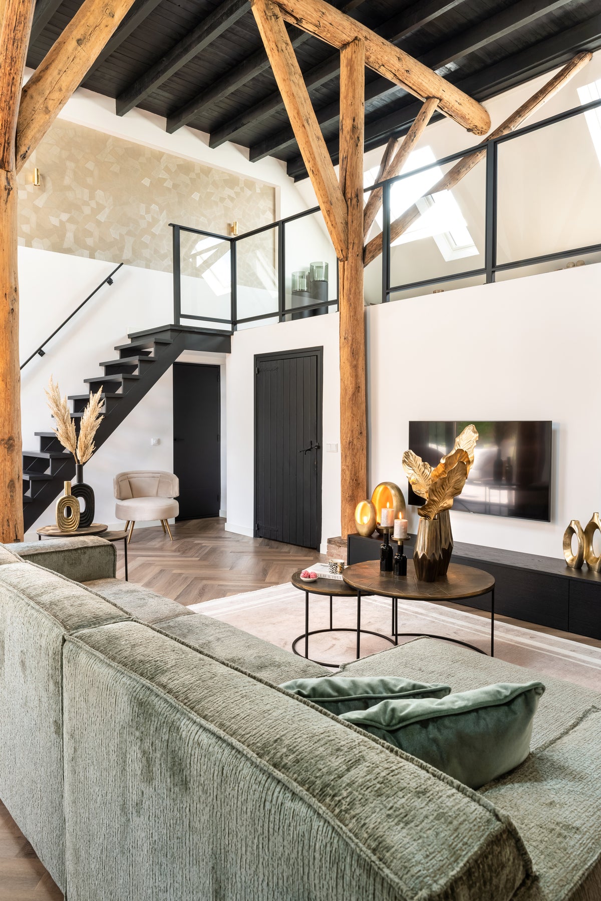 Salontafel Tulum Set bruin aluminium in een interieur