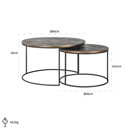 Salontafel Tulum Set | Bruin Aluminium