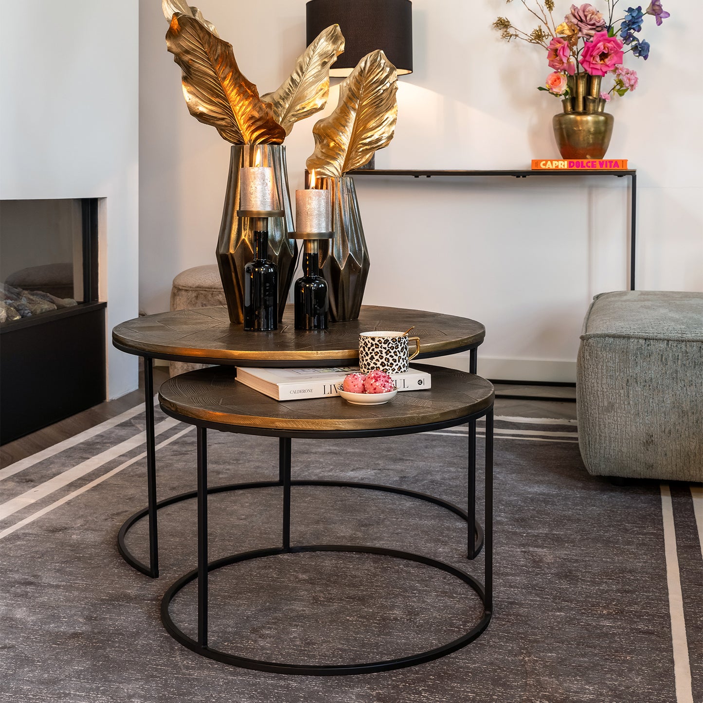 Salontafel Tulum Set | Bruin Aluminium