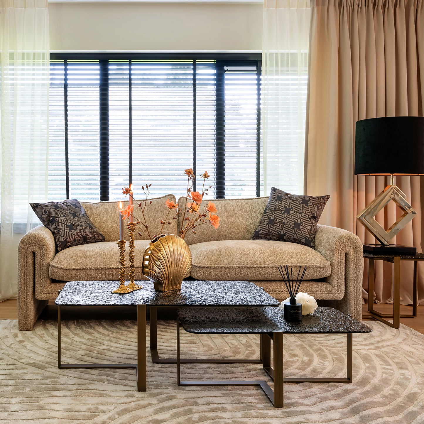 Salontafel set Sterling | Zwart Glas